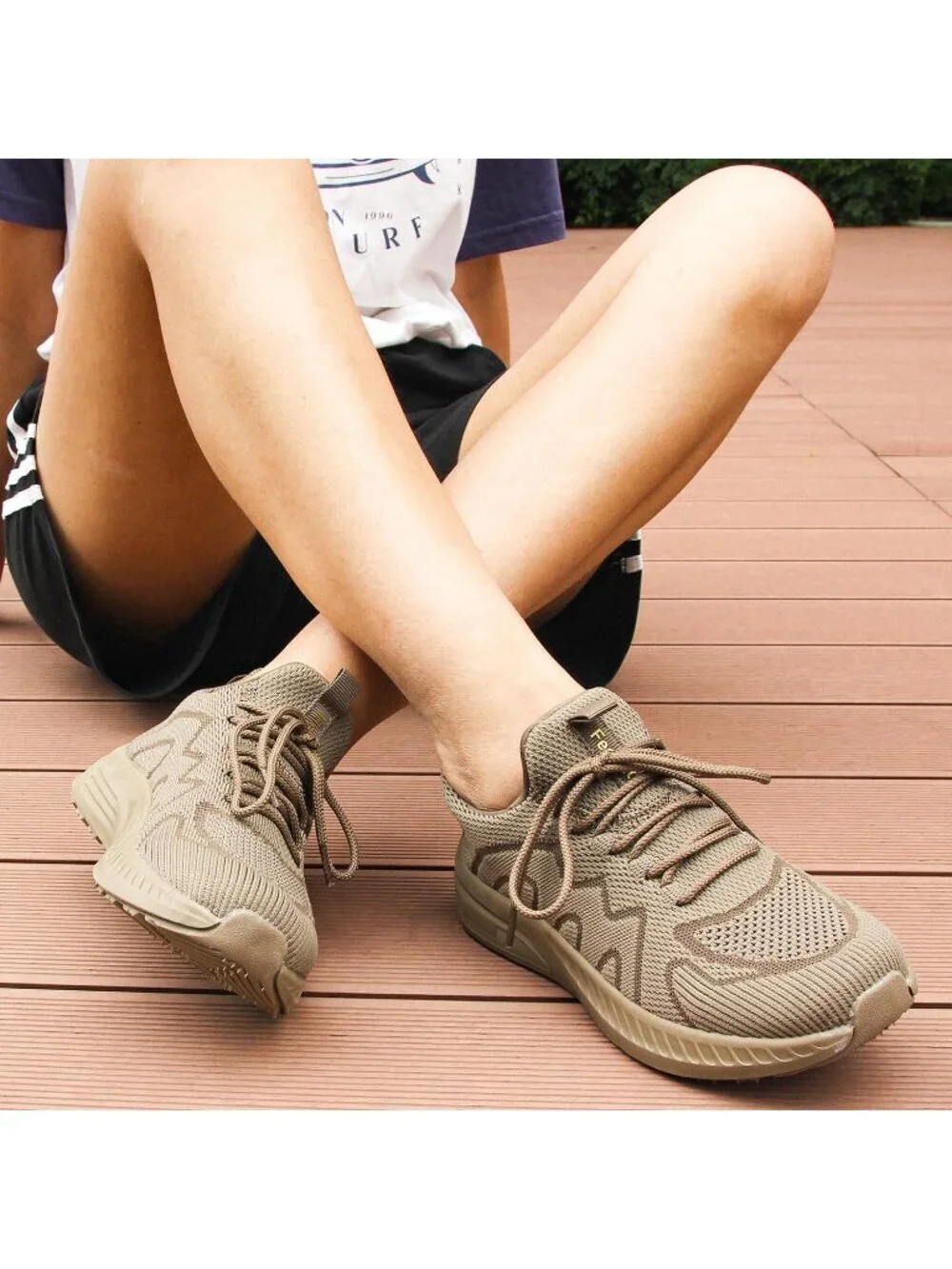 Women's Khaki Running Shoes Tennis Walking Shoes Slip on Sneakers Gym Shoes
